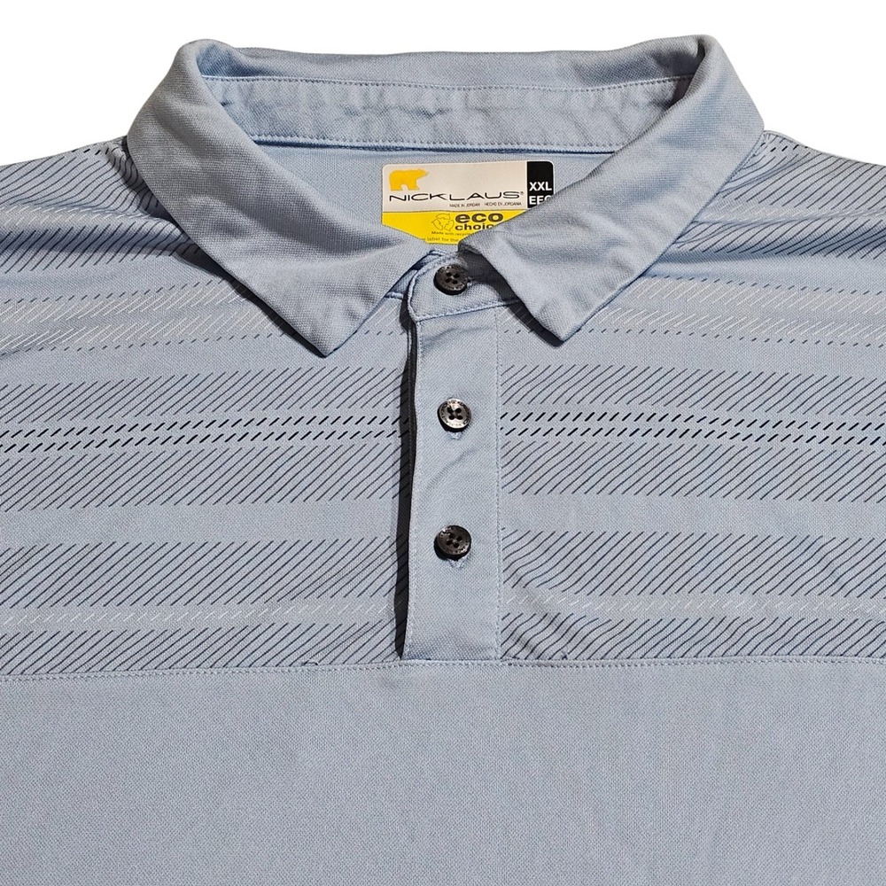 Nicklaus Golf Polo XXL Eco-Choice SS Shirt Blue Geometric Pattern Golden‎ Bear